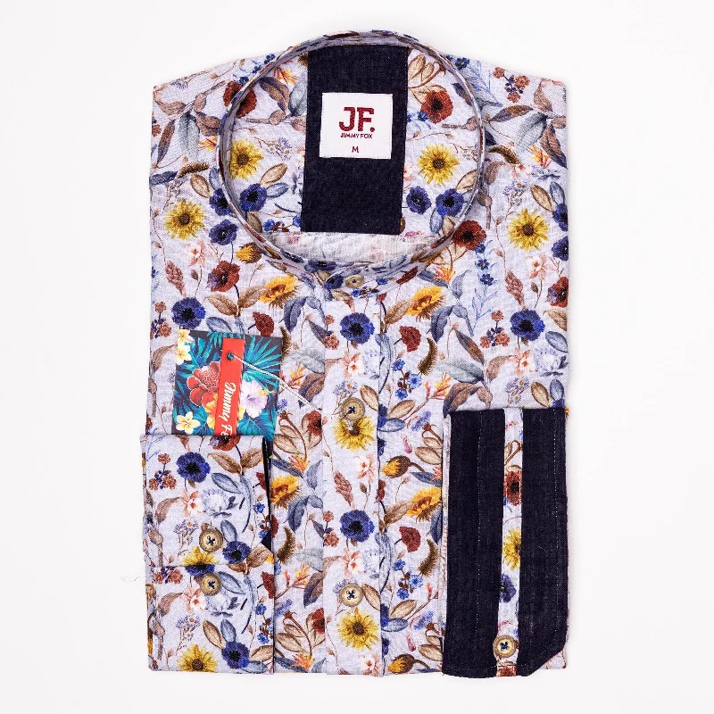 JF504 JIMMY FOX Garden Print Tailored Fit Long Sleeve Shirt