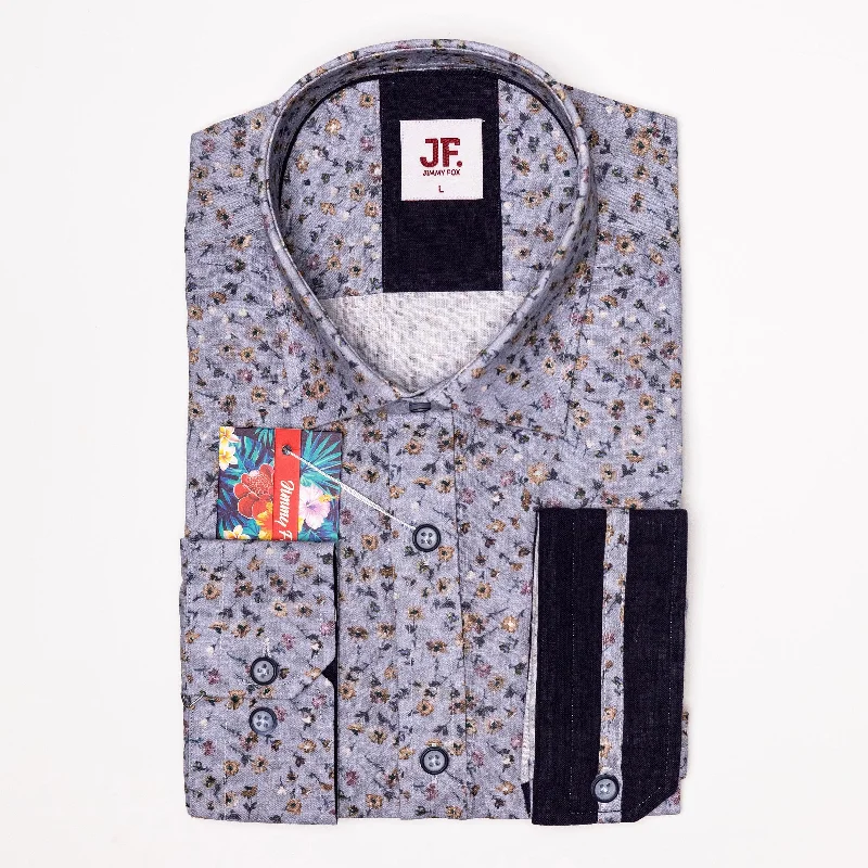 JF503 JIMMY FOX Marigold Print Tailored Fit Long Sleeve Shirt