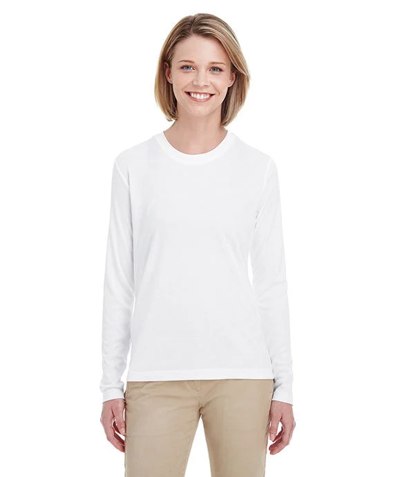 8622W - UltraClub Ladies Cool & Dry Performance Long-Sleeve Top | White