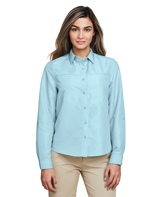 M580LW - Harriton Ladies Key West Long-Sleeve Performance Staff Shirt | Cloud Blue