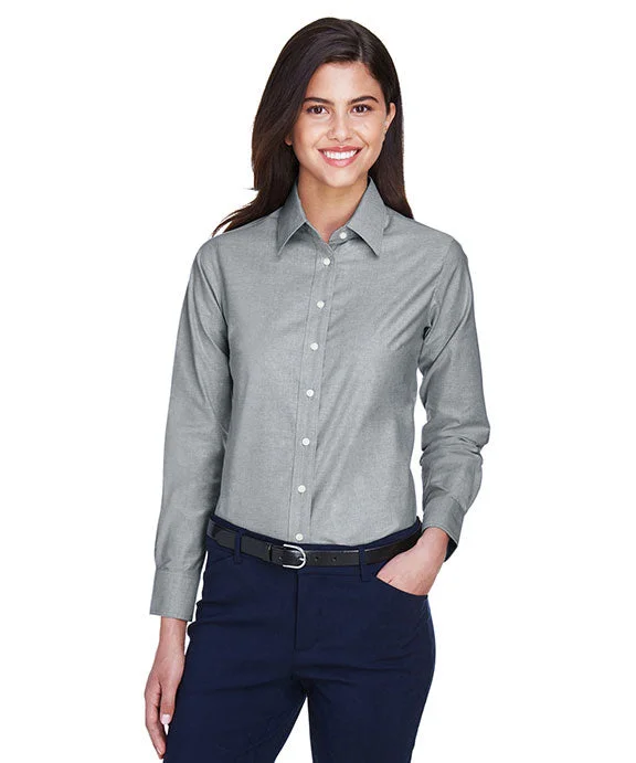 M600W - Harriton Ladies Long-Sleeve Oxford with Stain-Release | Oxford Grey