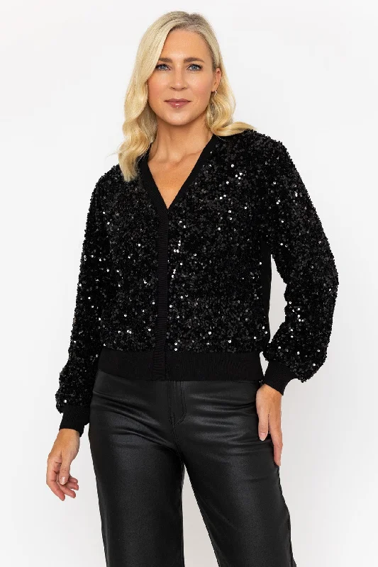 Black Sequin Cardigan