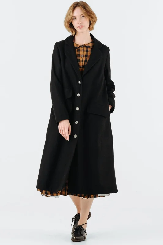 Claudia Coat, Wool, Black Pansy