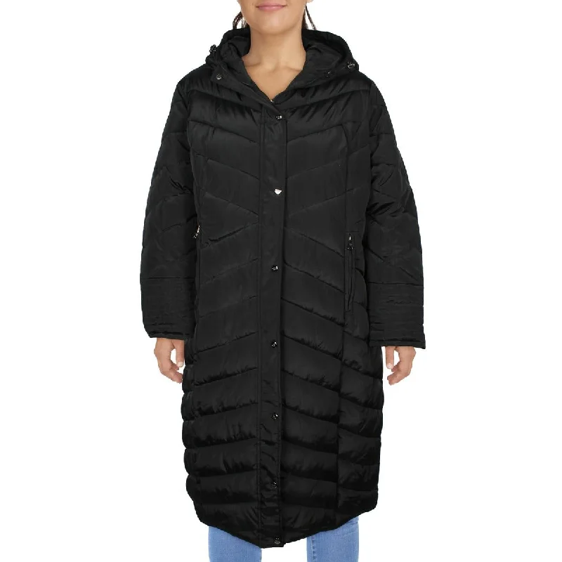 Madden Girl Womens Plus Hooded Maxi Puffer Jacket