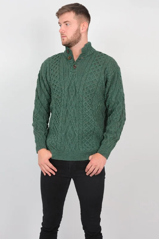 Mens Diamond Knit Troyer in Connemara Green