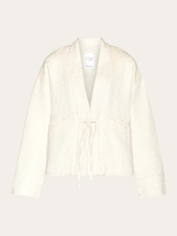 Padded kimono herringbone structure jacket - Egret