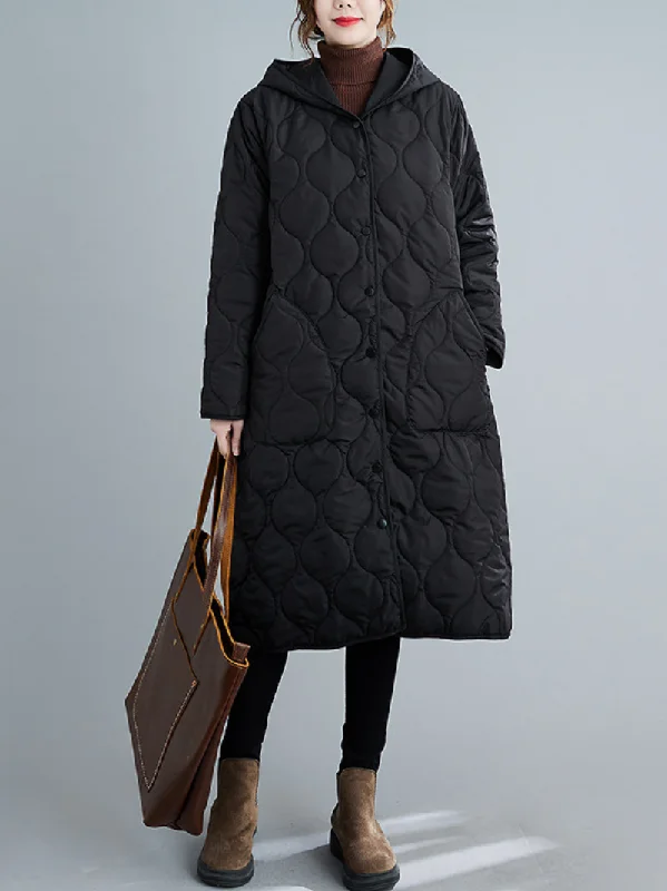 Women's Winter Warm Hooded Button-Up Coat