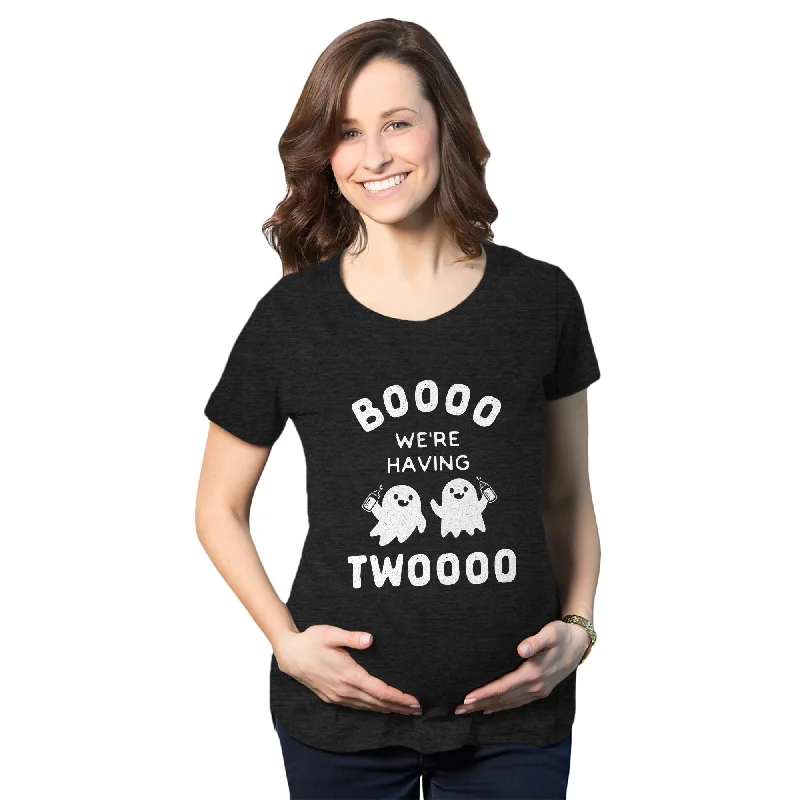 Booo We're Having Twooo Maternity T Shirt