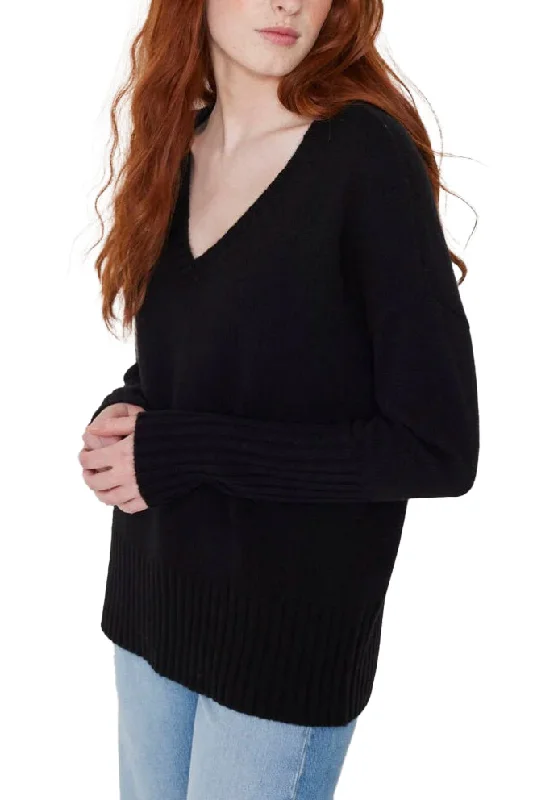 Ella Black Cashmere V Neck