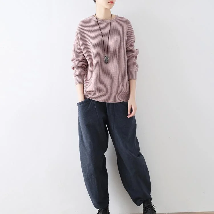 Light purple short knit sweaters 2017 winter tops oversized casual pullover