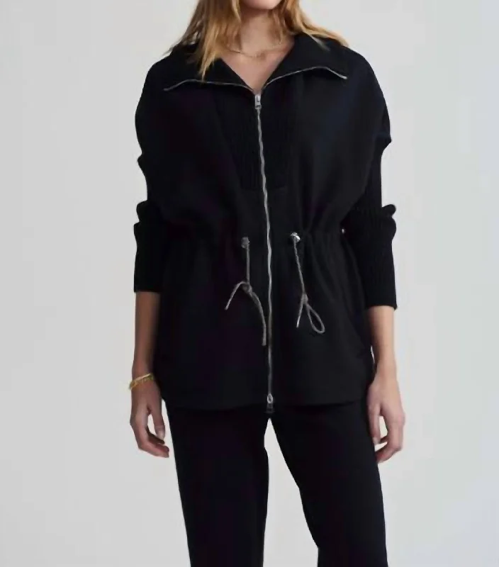 Palen Longline Zip-Through Sweat In Black