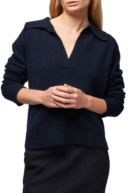 Serena Navy Polo Sweater