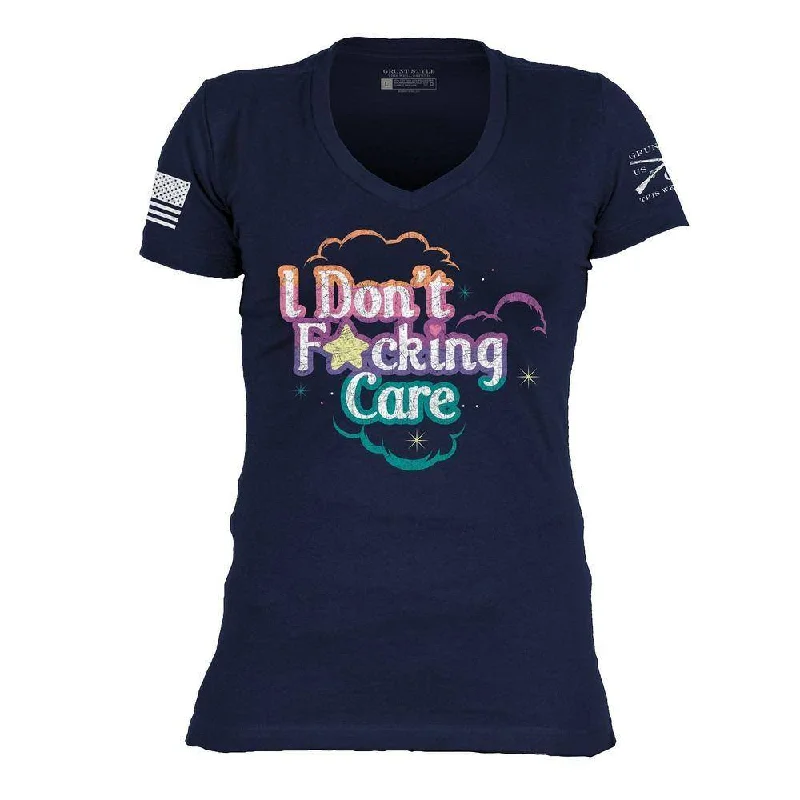 Women's I Don't F*cking Care V-Neck - Midnight Navy