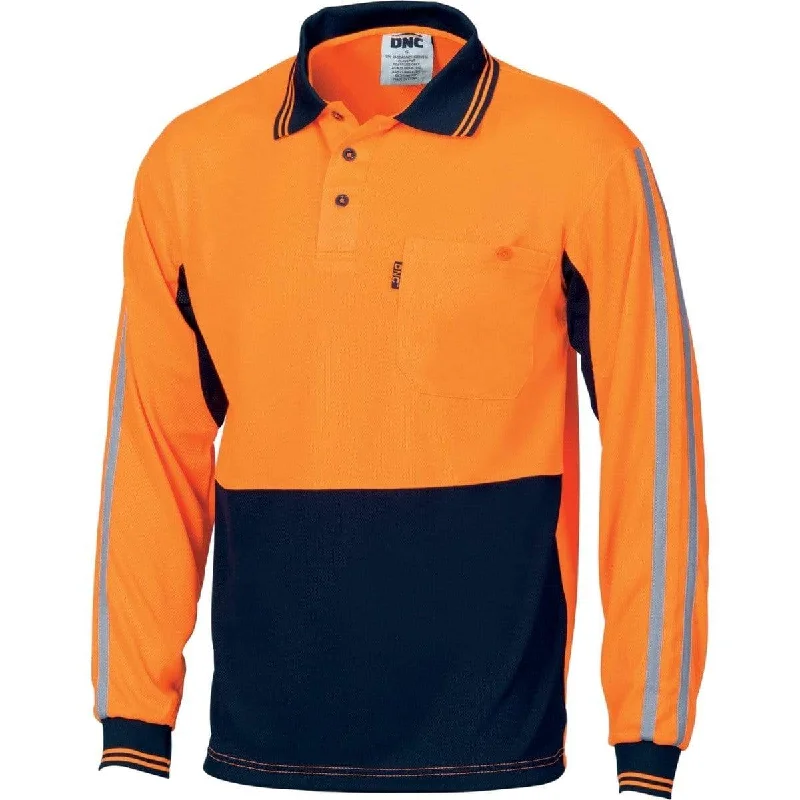 Dnc Workwear Hi-vis Cool-breathe Long Sleeve Stripe Polo - 3756