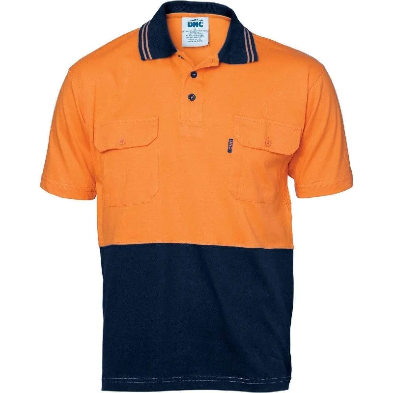 Dnc Workwear Hi-vis Cool-breeze 2-tone Cotton Jersey Short Sleeve Polo Shirt With Twin Chest Pocket - 3943