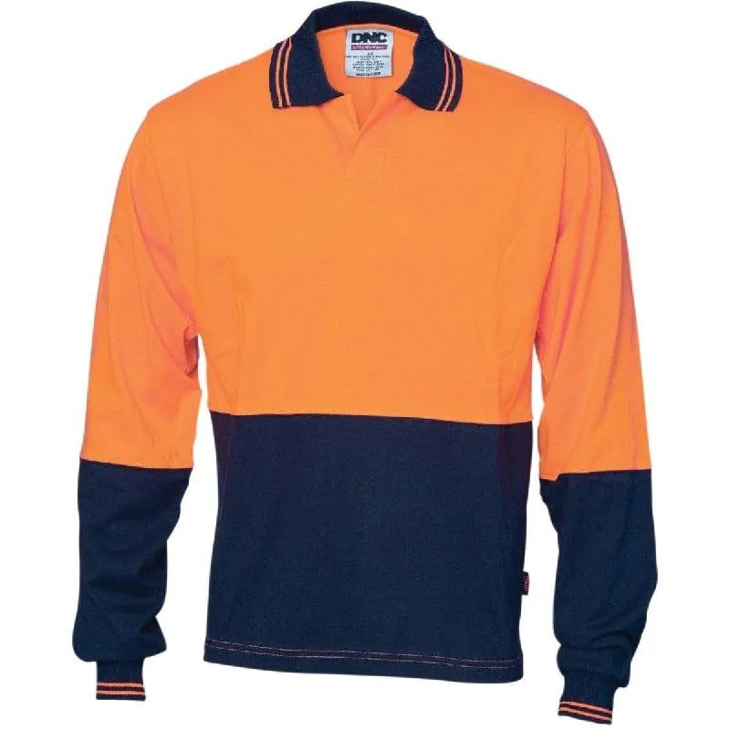 Dnc Workwear Hi-vis Cool Breeze Cotton Jersey Food Industry Long Sleeve Polo - 3906