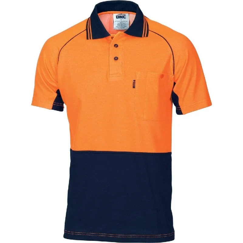 Dnc Workwear Hi-vis Cotton Backed Cool-breeze Contrast Short Sleeve Polo - 3719