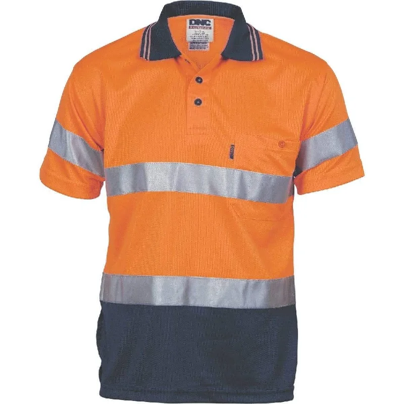 DNC WORKWEAR Hi-Vis D/D Cool Breathe Short Sleeve Polo Shirt with CSR R/Tape 3715