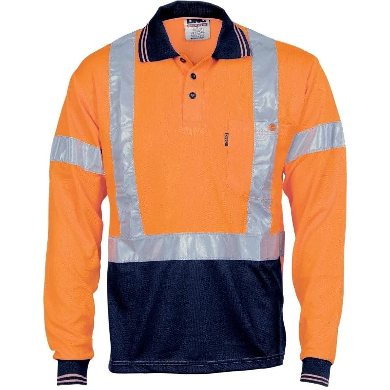 Dnc Workwear Hi-vis D/n Cool Breathe Long Sleeve Polo Shirt With Cross Back Reflective Tape - 3714