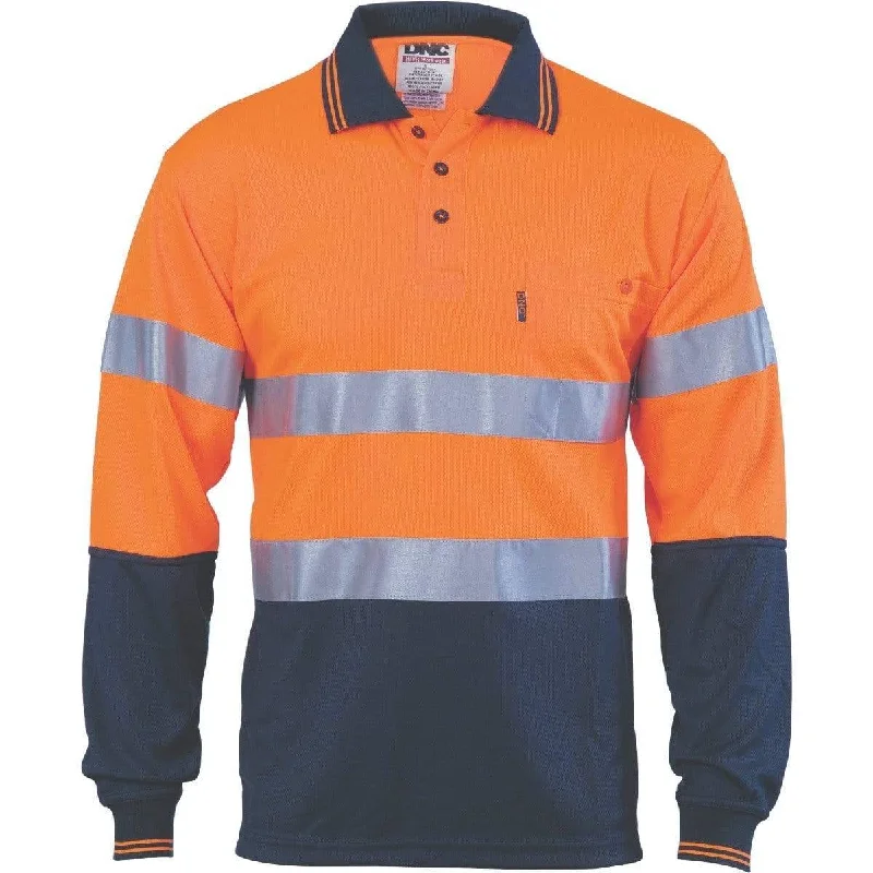 Dnc Workwear Hi-vis D/n Cool Breathe Long Sleeve Polo Shirt With Csr R/tape - 3716