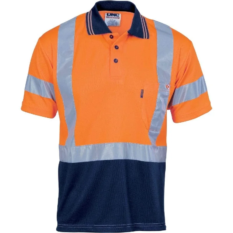 DNC WORKWEAR Hi-Vis D/N Cool Breathe Short Sleeve Polo Shirt with Cross Back R/Tape - 3912