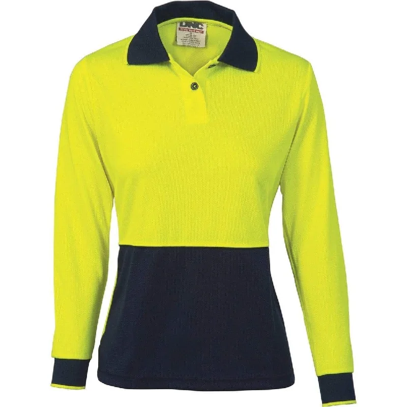 Dnc Workwear Ladies Hi-vis Two-tone Long Sleeve Polo Shirt - 3898