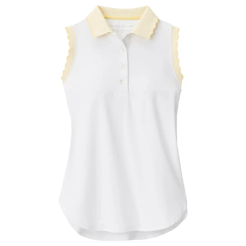 Womens Opal Sleeveless Stretch Jersey Polo White/Morning Sun - AW24