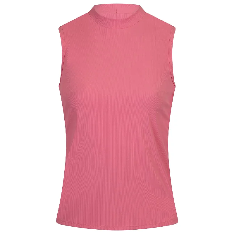 Womens Sleeveless Mock Neck Rib Top Sachet Pink - AW24