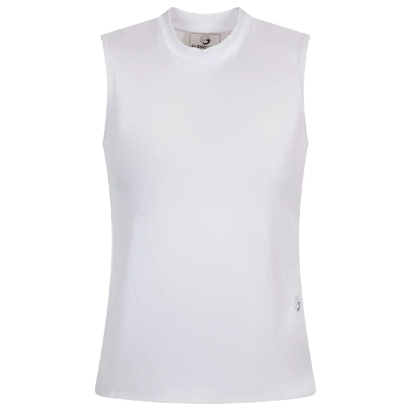 Womens Sleeveless Mock Neck Rib Top White - 2024